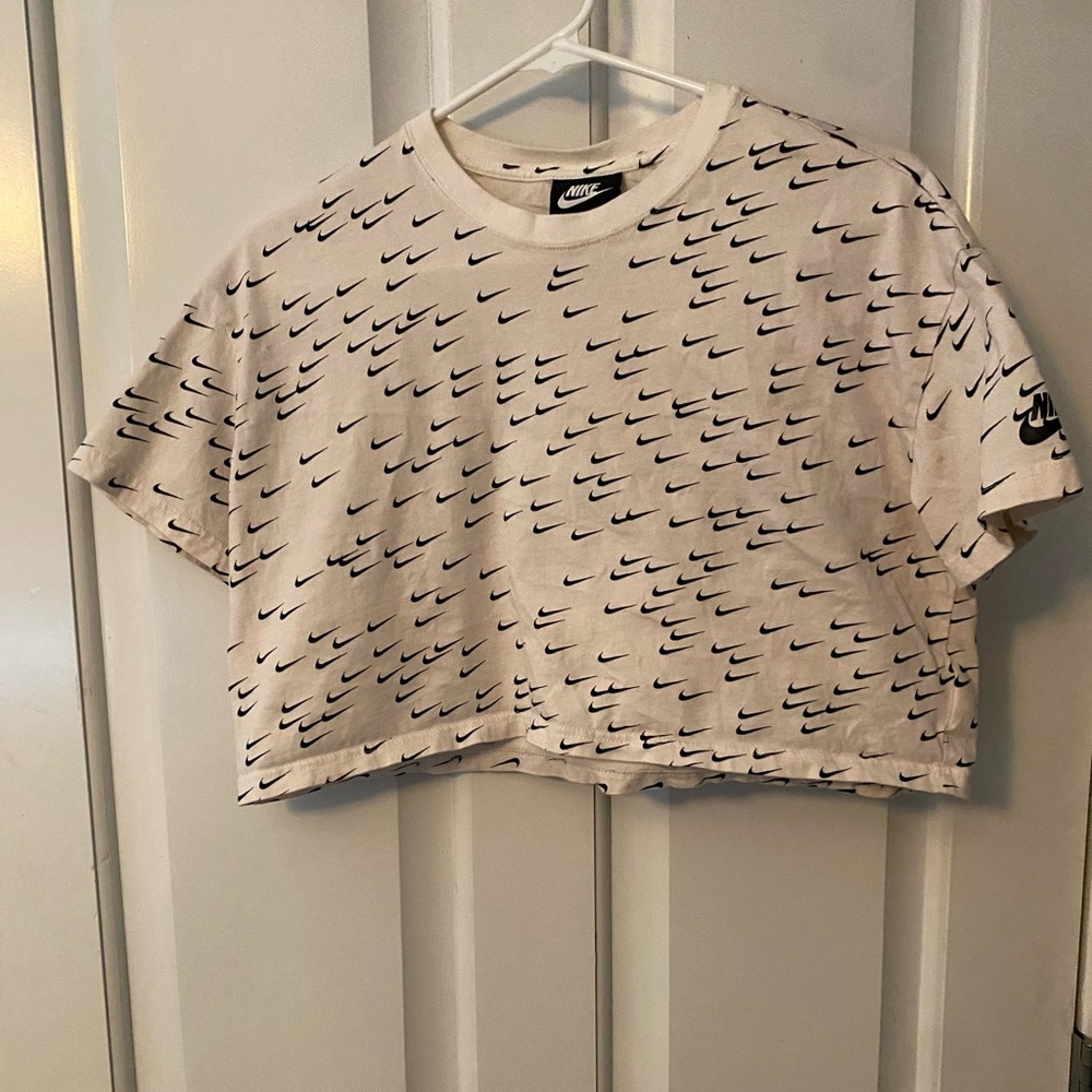 Nike Crop Top Black and White Swoosh